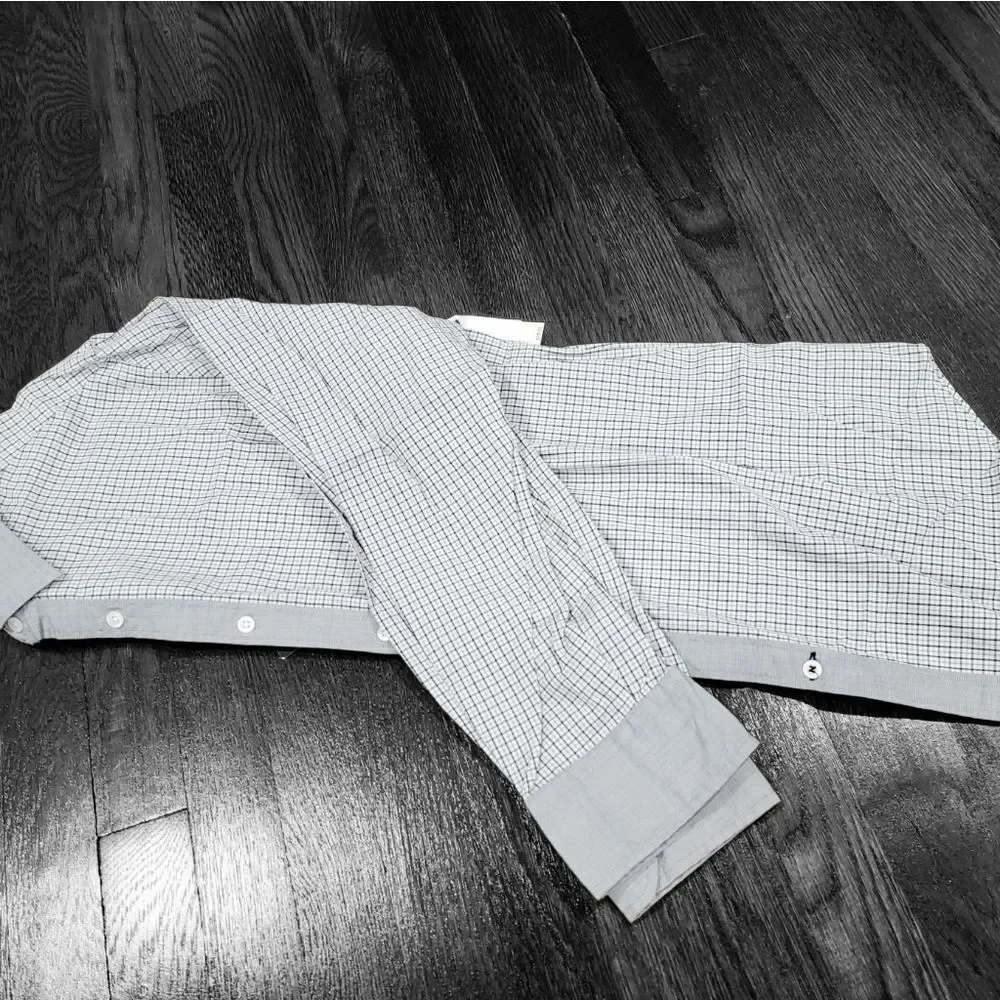 New Gray Men's Size Plaid-Print Button Down Shirt - Picture 5 of 5